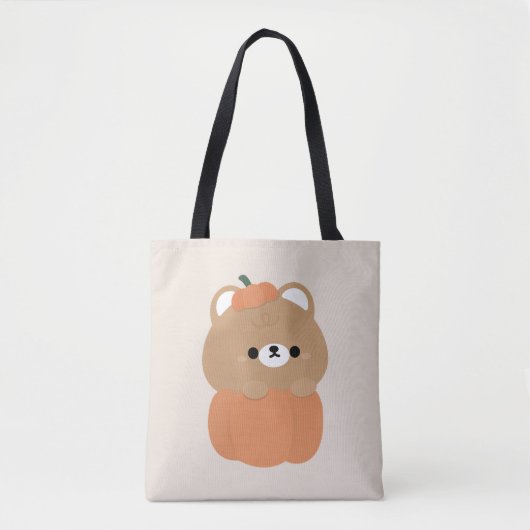 bruine Beren pompoen Tote Bag (Voorkant)