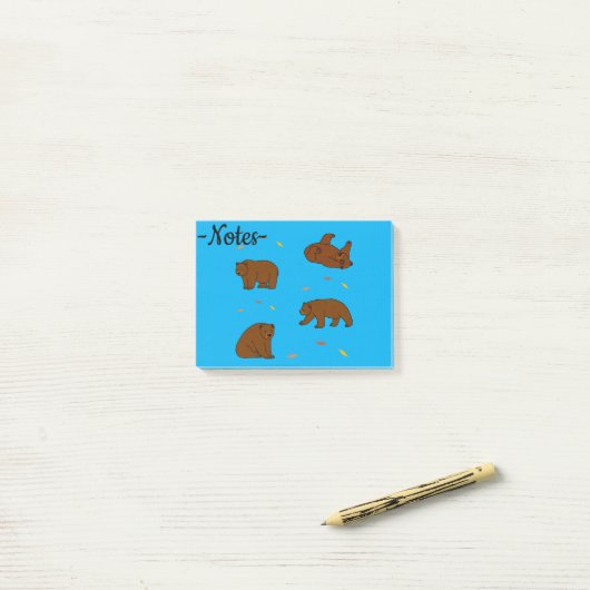 Bruine beren post-it® notes (Op bureau)