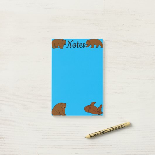 Bruine beren post-it® notes (Op bureau)