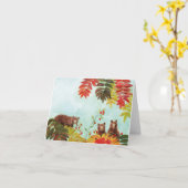 Bruine Beren Rood rowanenbessen Kaart (Gele Bloem)