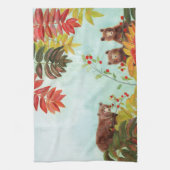 Bruine Beren Rood rowanenbessen Theedoek (Verticaal)