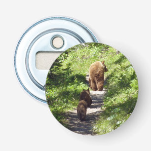 Bruine berenfamilie button flesopener