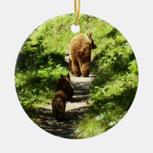 Bruine berenfamilie keramisch ornament (Voorkant)