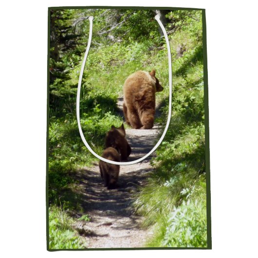 Bruine berenfamilie medium cadeauzakje (Voorkant)
