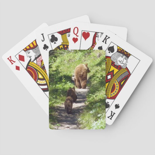 Bruine berenfamilie pokerkaarten (Achterkant)