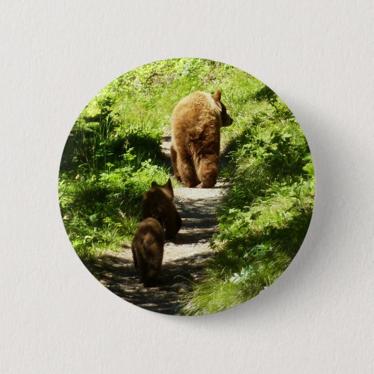 Bruine berenfamilie ronde button 5,7 cm (Voorkant)