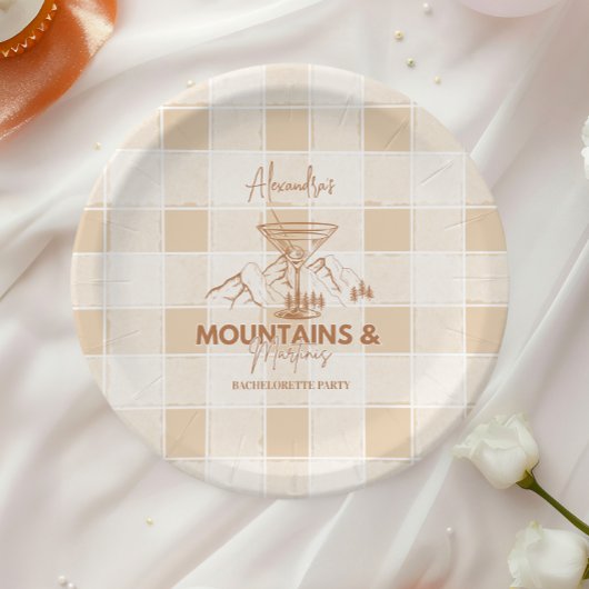 Bruine bergen en Martinis Bachelorette Papieren Bordje