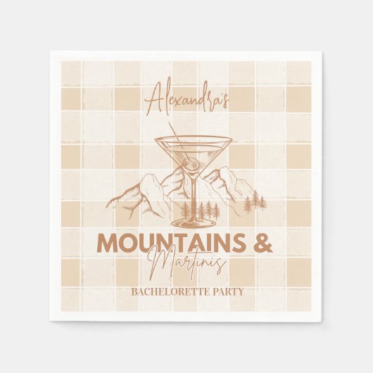 Bruine bergen en Martinis Bachelorette Servet (Voorkant)