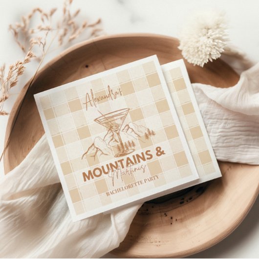 Bruine bergen en Martinis Bachelorette Servet