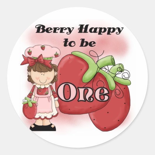 Bruine Berry Eerste Verjaardag Tshirts en geschenk Ronde Sticker (Voorkant)