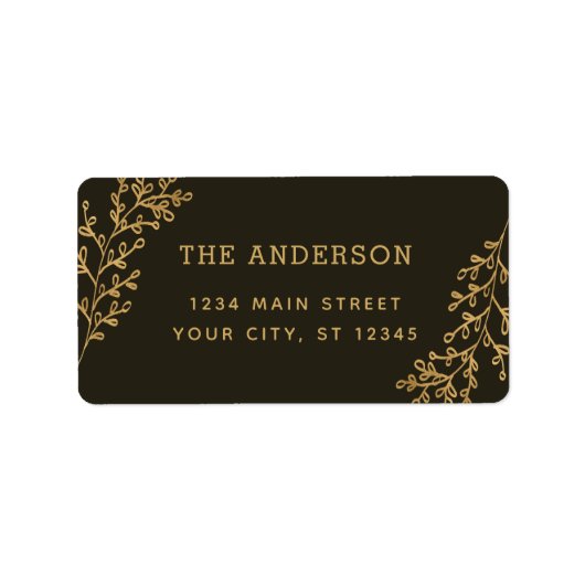 Bruine bessen lente gebladerte adres etiket (Voorkant)