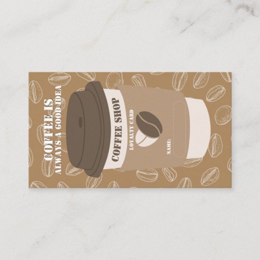 Bruine bewerkbare Coffee House-stempel Loyalty Car (Voorkant)