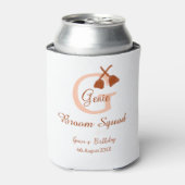 Bruine bezem Squad Verjaardag naam perzik monogram Blikjeskoeler (Blikje Voorkant)