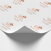 Bruine bezem Squad Verjaardag naam perzik monogram Cadeaupapier (Hoek)