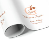 Bruine bezem Squad Verjaardag naam perzik monogram Cadeaupapier (Rol Hoek)