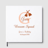 Bruine bezem Squad Verjaardag naam perzik monogram Gastenboek (Voorkant)