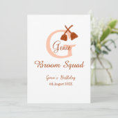 Bruine bezem Squad Verjaardag naam perzik monogram Kaart (Staand voorkant)