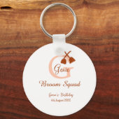 Bruine bezem Squad Verjaardag naam perzik monogram Sleutelhanger (Voorkant)