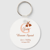 Bruine bezem Squad Verjaardag naam perzik monogram Sleutelhanger (Achterkant)