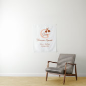 Bruine bezem Squad Verjaardag naam perzik monogram Wandkleed (In situ)