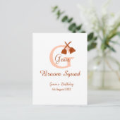 Bruine bezem Squad Verjaardagsnaam perzik monogram Briefkaart (Staand voorkant)