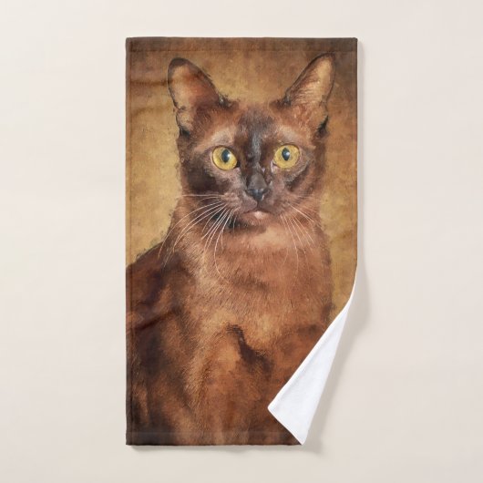 Bruine Birmese kat Bad Handdoek (Handdoek)