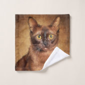 Bruine Birmese kat Bad Handdoek (Wasdoekje)