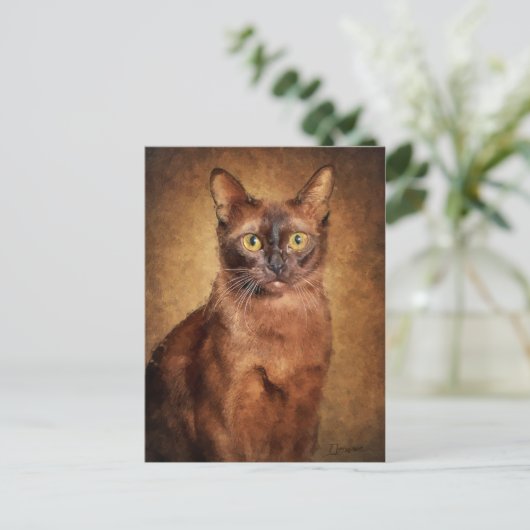Bruine Birmese kat Feestdagenkaart (Staand voorkant)