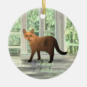 Bruine-Birmese kat-sierplant Keramisch Ornament