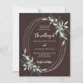 Bruine bister groen bruiloft uitnodiging (Voorkant)