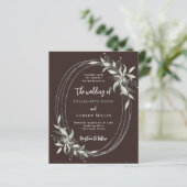 Bruine bistre groene huwelijksuitnodiging (Staand voorkant)