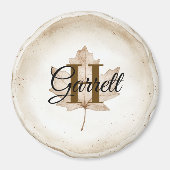 Bruine Blad Monogram Naam Magneet (Voorkant)
