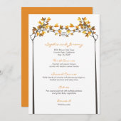 Bruine bladeren geknoopt liefde bomen herfst bruil menu (Voorkant / Achterkant)