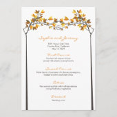 Bruine bladeren geknoopt liefde bomen herfst bruil menu (Voorkant)