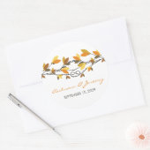 Bruine bladeren geknoopt liefde bomen herfst bruil ronde sticker (Envelop)