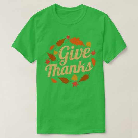 Bruine bladeren geven Bedankt in de herfst Thanksg T-shirt (Design voorkant)