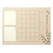 Bruine bladeren maandelijkse planner notitieblok (Voorkant)