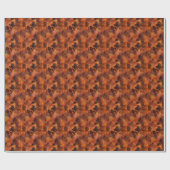 Bruine bladeren op oranje cadeaupapier (Vlak)