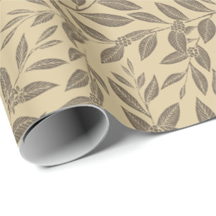 Bruine bladpatroon van koffieboom cadeaupapier