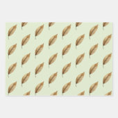 Bruine bladverpakkings papier plat vel set van 3. (Voorkant 2)