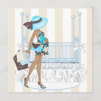 Bruine Blauwe Baby Shower voor Jongen Kaart
