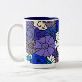 Bruine & Blauwe Bloemen Tweekleurige Koffiemok (Links)