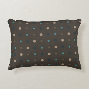 Bruine, blauwe en beige stippen accent kussen