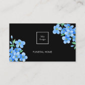 Bruine blauwe florale QR-code Visitekaartje (Voorkant)