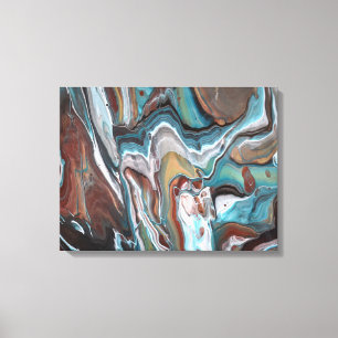 Bruine Blauwe Geode Gestreepte Moderne Wervelingen Canvas Afdruk