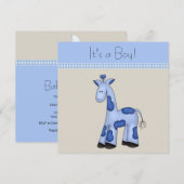 Bruine Blauwe Giraffe Baby Shower Kaart (Voorkant / Achterkant)