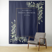 Bruine Blauwe Groene Bruidsfeest Fotobackdrop Wandkleed (In situ)