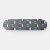 Bruine & Blauwe Uil Persoonlijk Skateboard (Horizontaal)