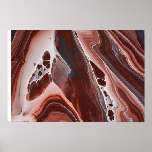 Bruine Blauwe Vloeistof kunst Steen Geode Agaat Sc Poster (Voorkant)