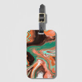 Bruine, Blauwgroen, Oranje marmer Digital Art Bagagelabel (Voorkant (verticaal))